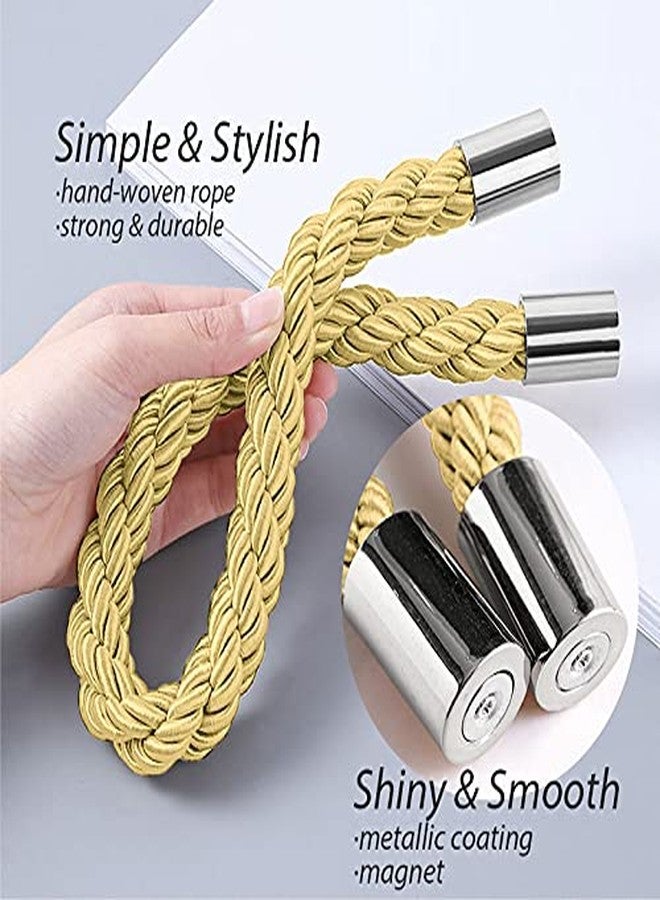 NICEEC 2 Pack Strong Magnetic Curtain Tiebacks Modern Simple Style Drape Tie Backs Convenient Decorative Weave Rope Curtain Holdbacks for Thin or Thick Home & Office Window Draperies (Gold) - Image 3